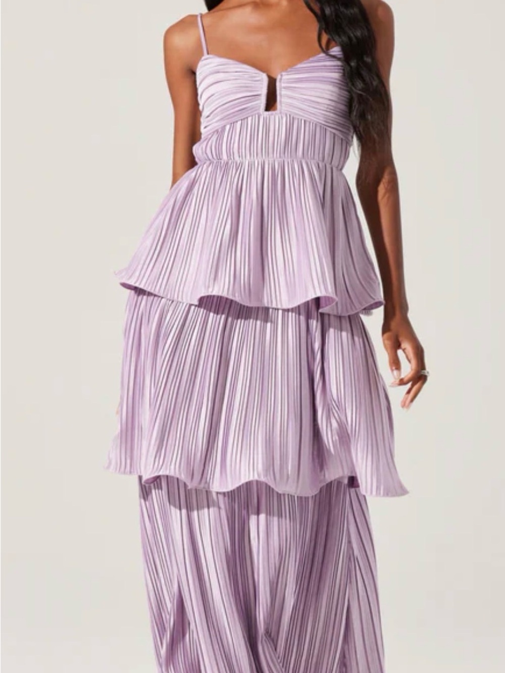 ASTR THE LABEL Lupin Pleated Tiered Maxi Dress